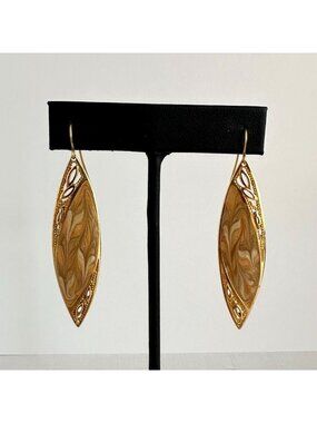Vintage Edgar Berebi Gold-Tone Dangle Drop Earrings With Enamel Accents
